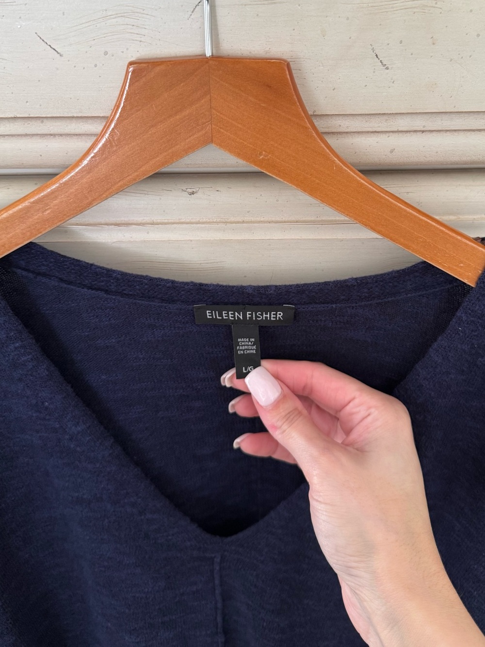 Eileen Fisher Organic Linen Navy Sweater - Picture 3 of 4